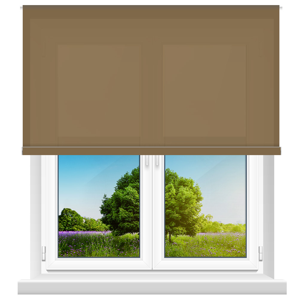 583022 Μονόχρωμες Ρολοκουρτίνες Μερικής Συσκότισης Ρόλερ- Καφέ