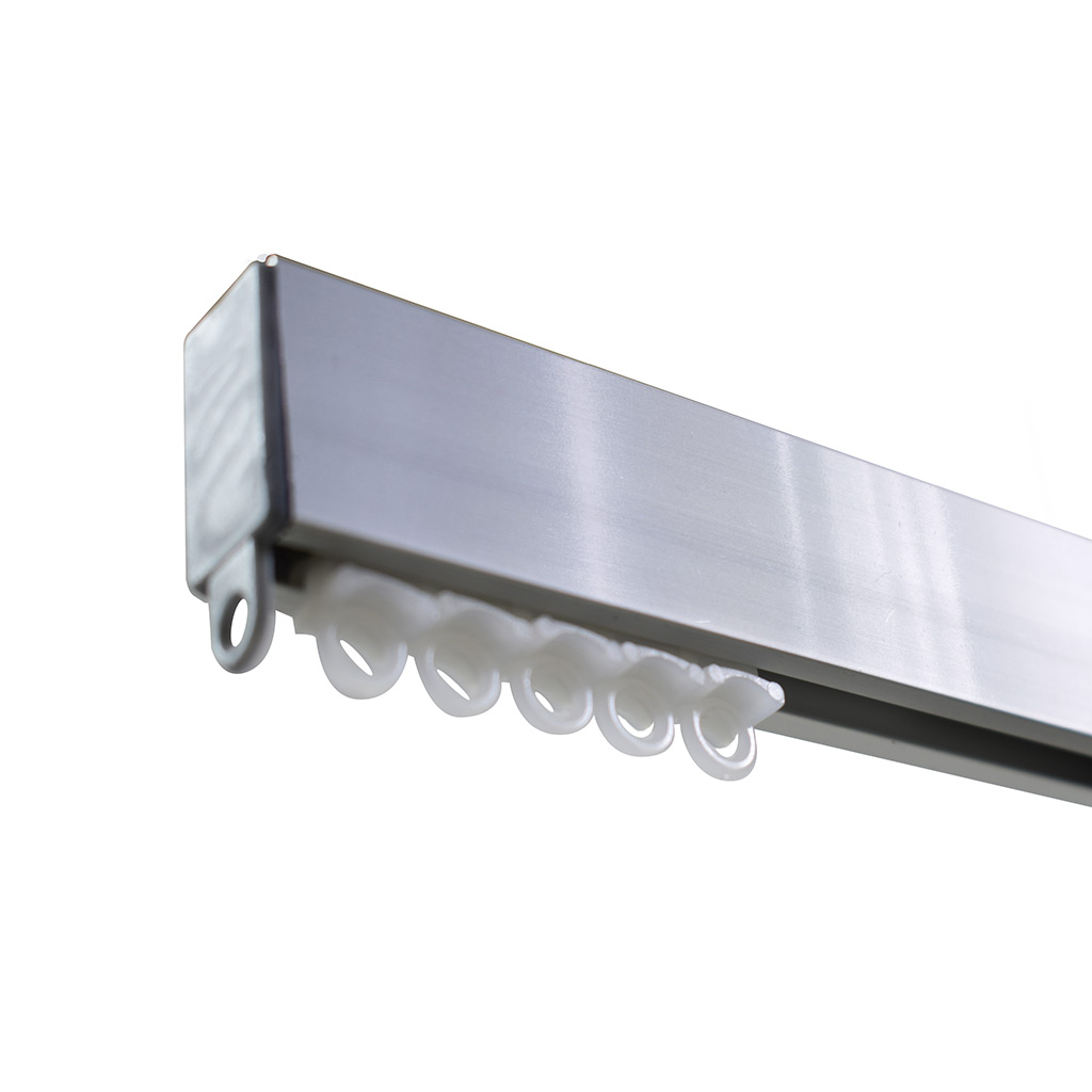 521008 Μονός Σιδηρόδρομος Κουρτίνας Πλακέ Ασημί