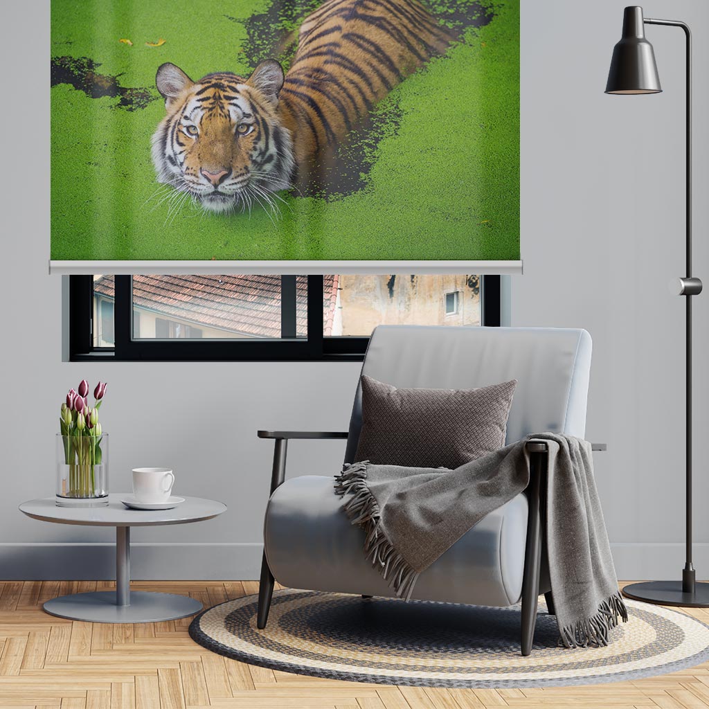 585050 Ρολοκουρτίνα  -Ρόλερ- Με Ψηφιακή Εκτύπωση Τίγρης σε Νερό