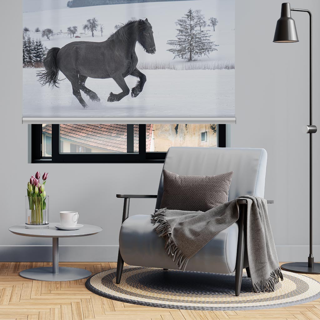 585074 Ρολοκουρτίνα -Ρόλερ-  Με Ψηφιακή Εκτύπωση Αστραχάν στα Χιόνα