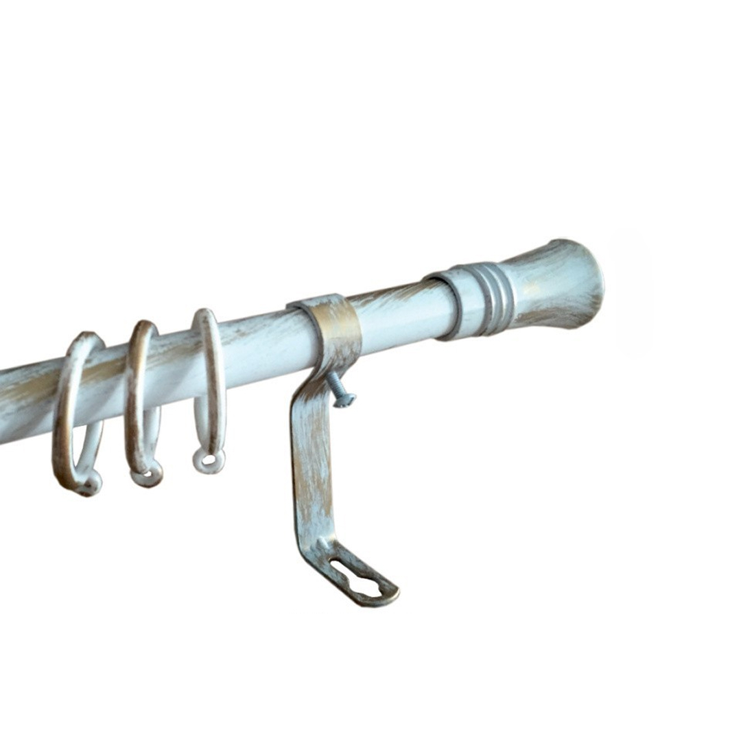 57445-1 Μεταλλικό Κοντάρι Κουρτίνας - Πτυσσόμενο 120-210cm Λευκό Πατίνα Χρυσό