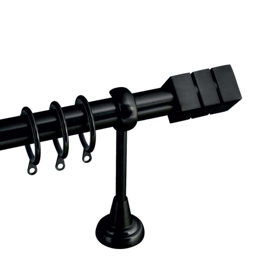 57775 Μεταλλικό Κοντάρι Κουρτίνας - Πτυσσόμενο 140-250cm Μαύρο Ματ