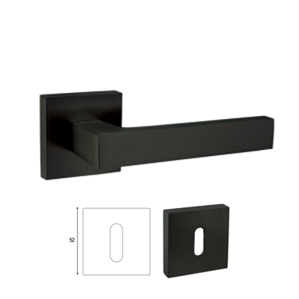 Πόμολο Μεσόπορτας Τετράγωνο Flat 52x52 - Μαύρο Ματ