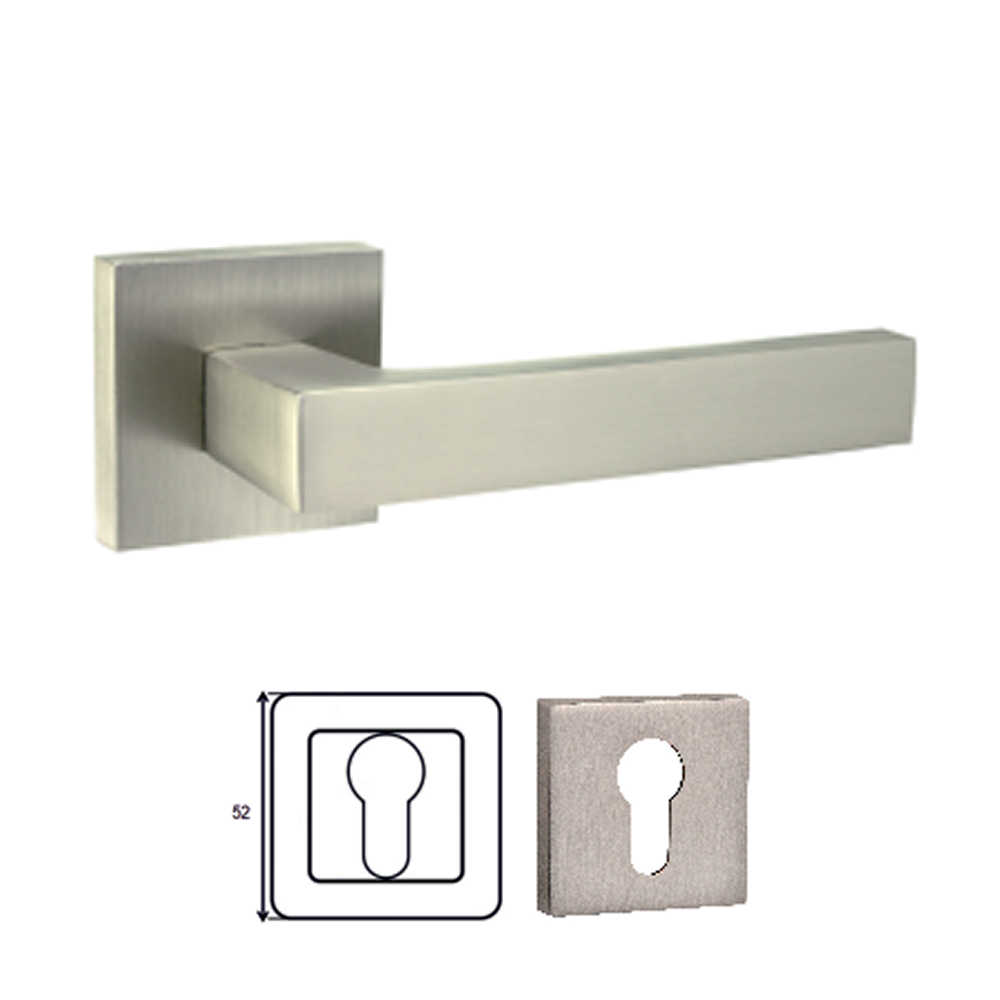 Πόμολο Ασφαλείας Μεσόπορτας Τετράγωνο Flat 52x52 - Νίκελ Ματ