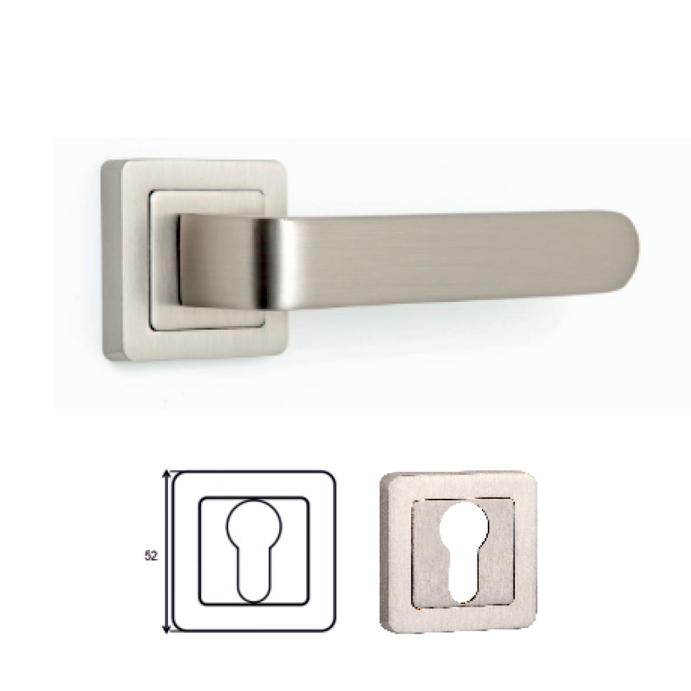 Πόμολο Ασφαλείας Μεσόπορτας Τετράγωνο 52x52 - Νίκελ Ματ