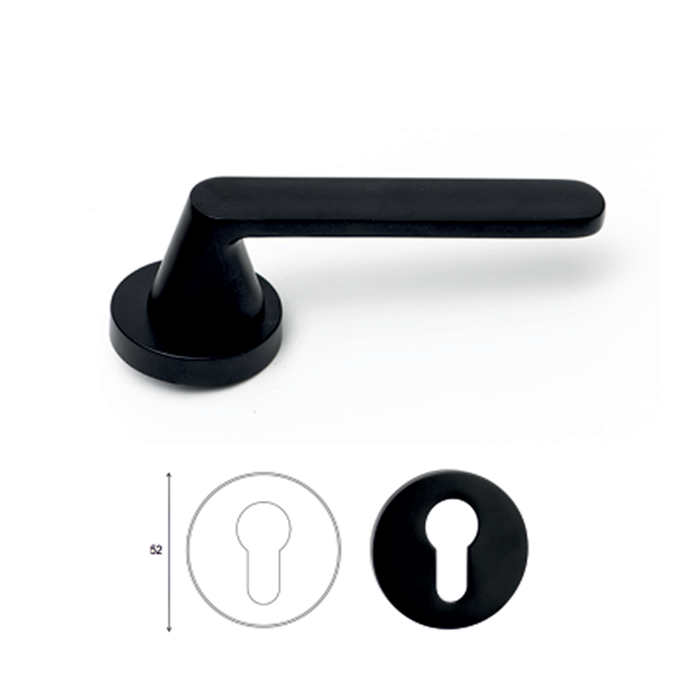 Πόμολο Ασφαλείας Μεσόπορτας Οβάλ Ø54 - Μαύρο Ματ