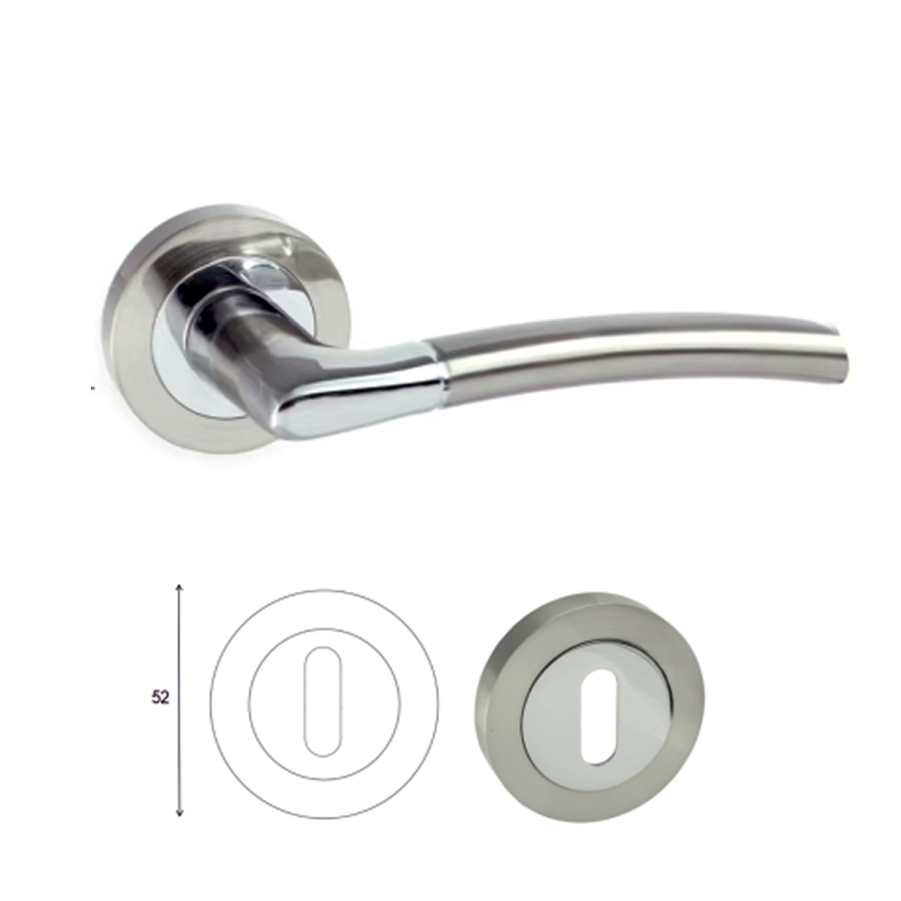 Πόμολο Μεσόπορτας Οβάλ Ø52 - Νίκελ με Χρώμιο