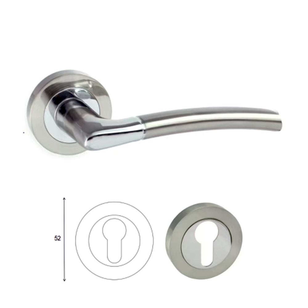 Πόμολο Ασφαλείας Μεσόπορτας Οβάλ Ø52 - Νίκελ με Χρώμιο