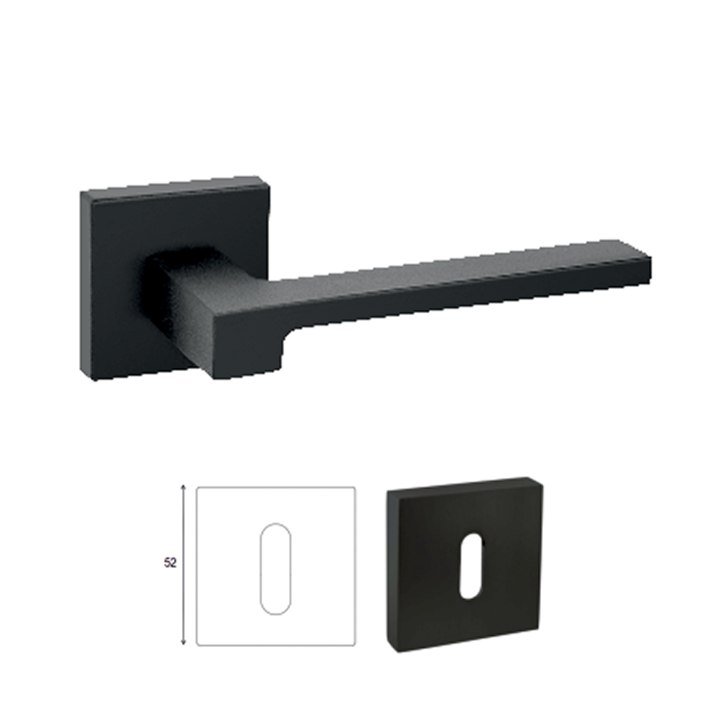 Πόμολο Μεσόπορτας Τετράγωνο Modern 52x52 - Μαύρο Ματ