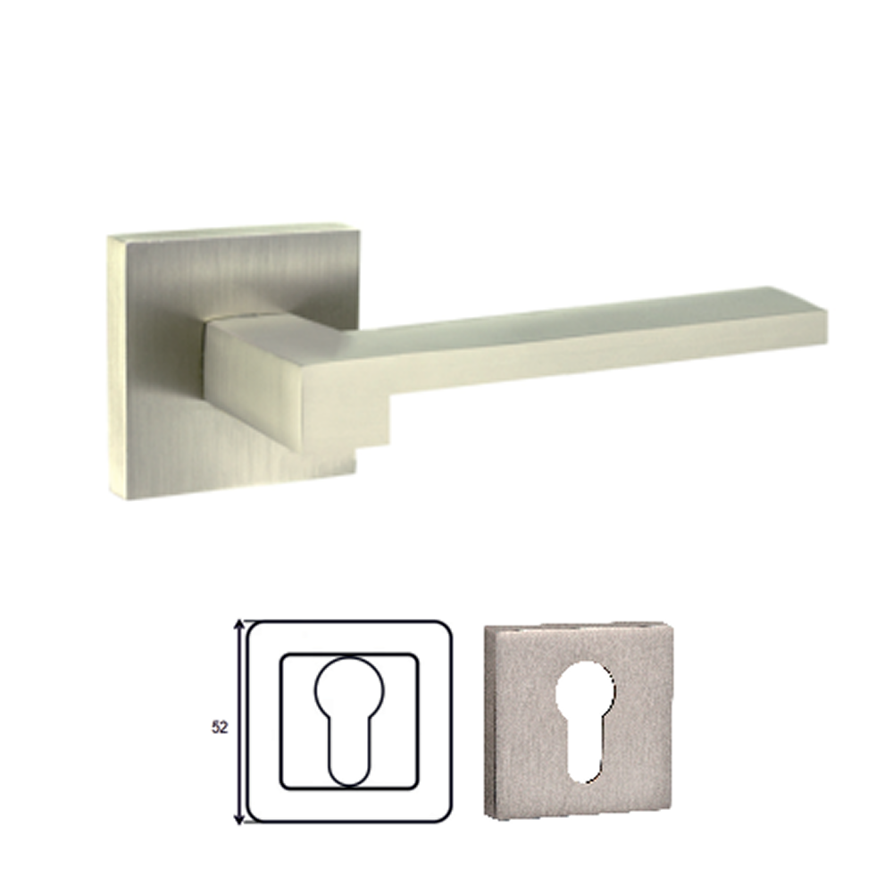 Πόμολο Ασφαλείας Μεσόπορτας Τετράγωνο Modern 52x52 - Νίκελ Ματ